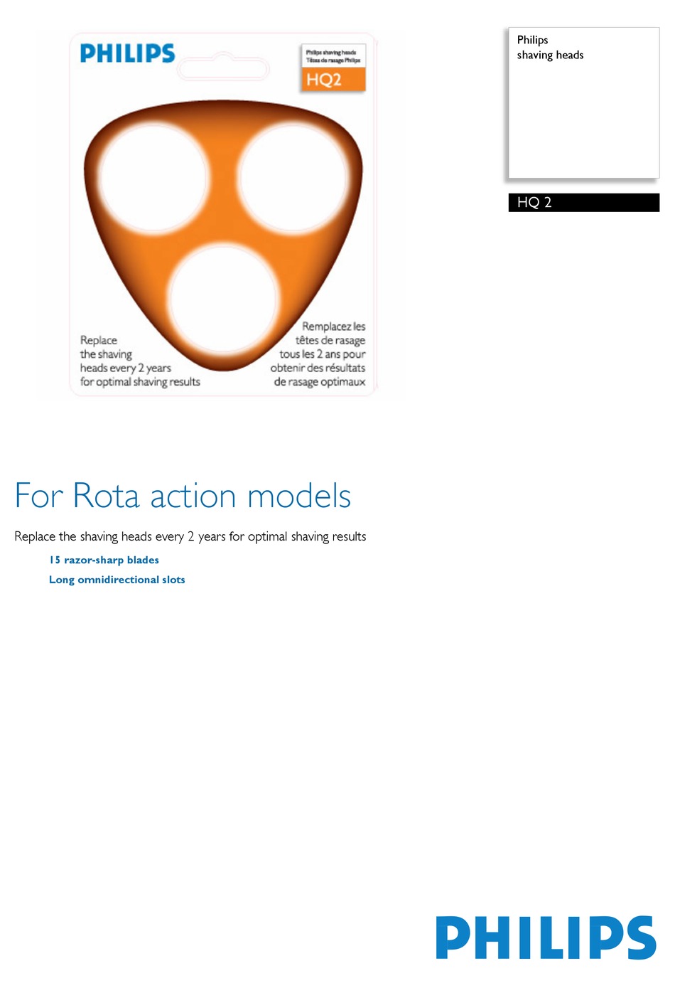 PHILIPS HQ 2 SPECIFICATIONS Pdf Download | ManualsLib