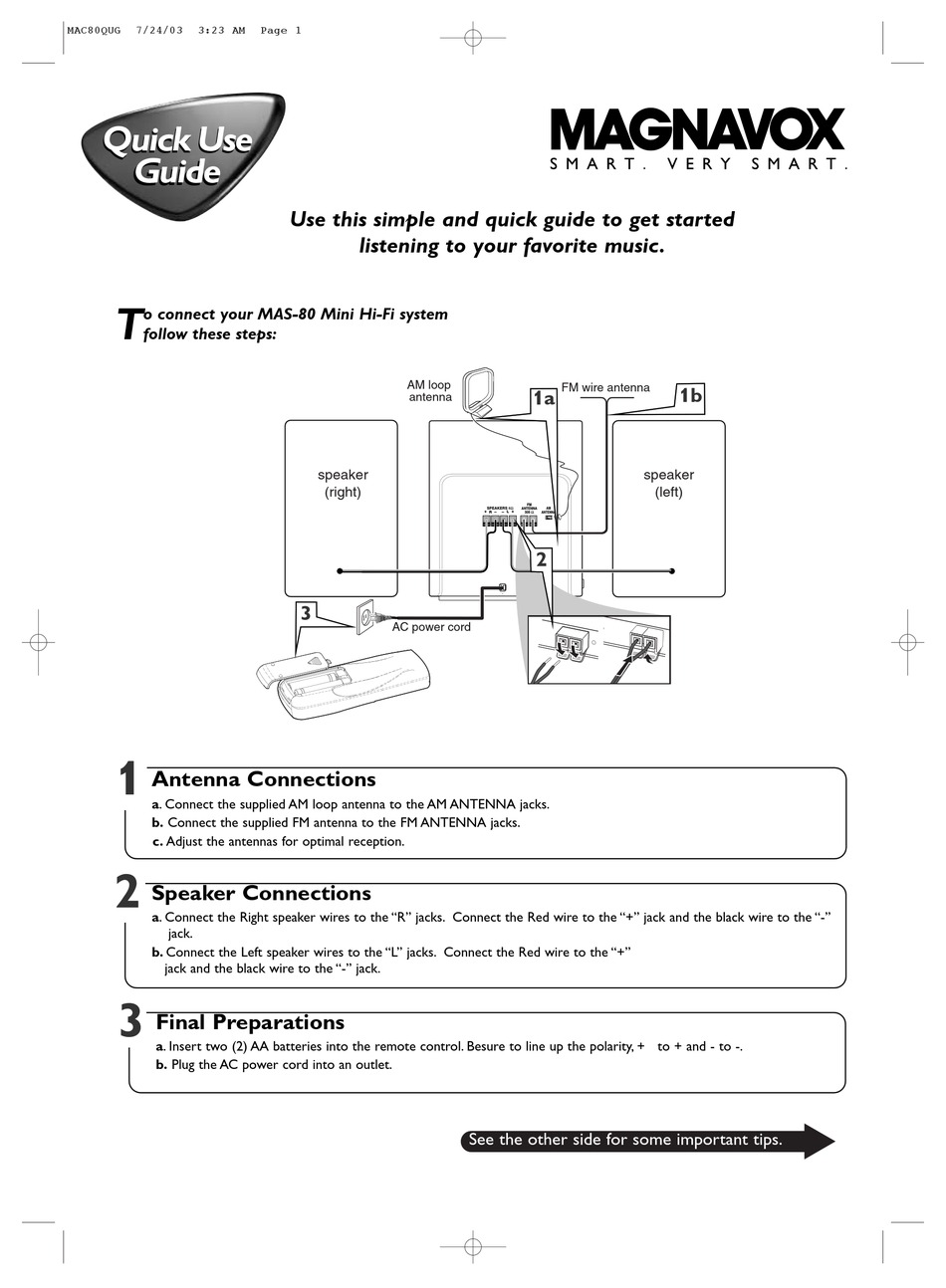 MAGNAVOX MAS80 QUICK USE MANUAL Pdf Download ManualsLib