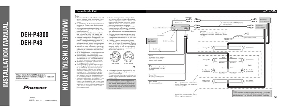 Pioneer Deh P4300 Installation Manual