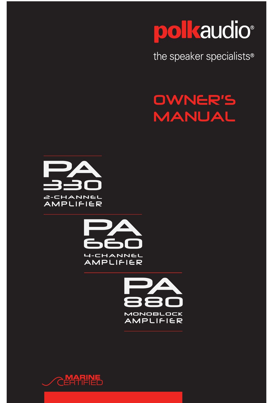 POLK AUDIO PA880 USER MANUAL Pdf Download | ManualsLib