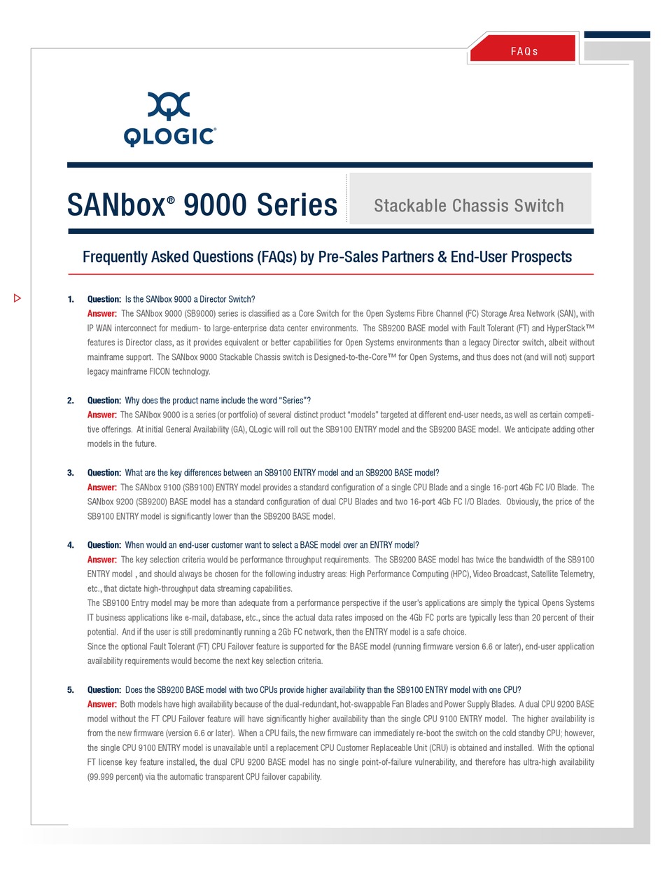 QLOGIC SANBOX 9100 FREQUENTLY ASKED QUESTIONS MANUAL Pdf Download