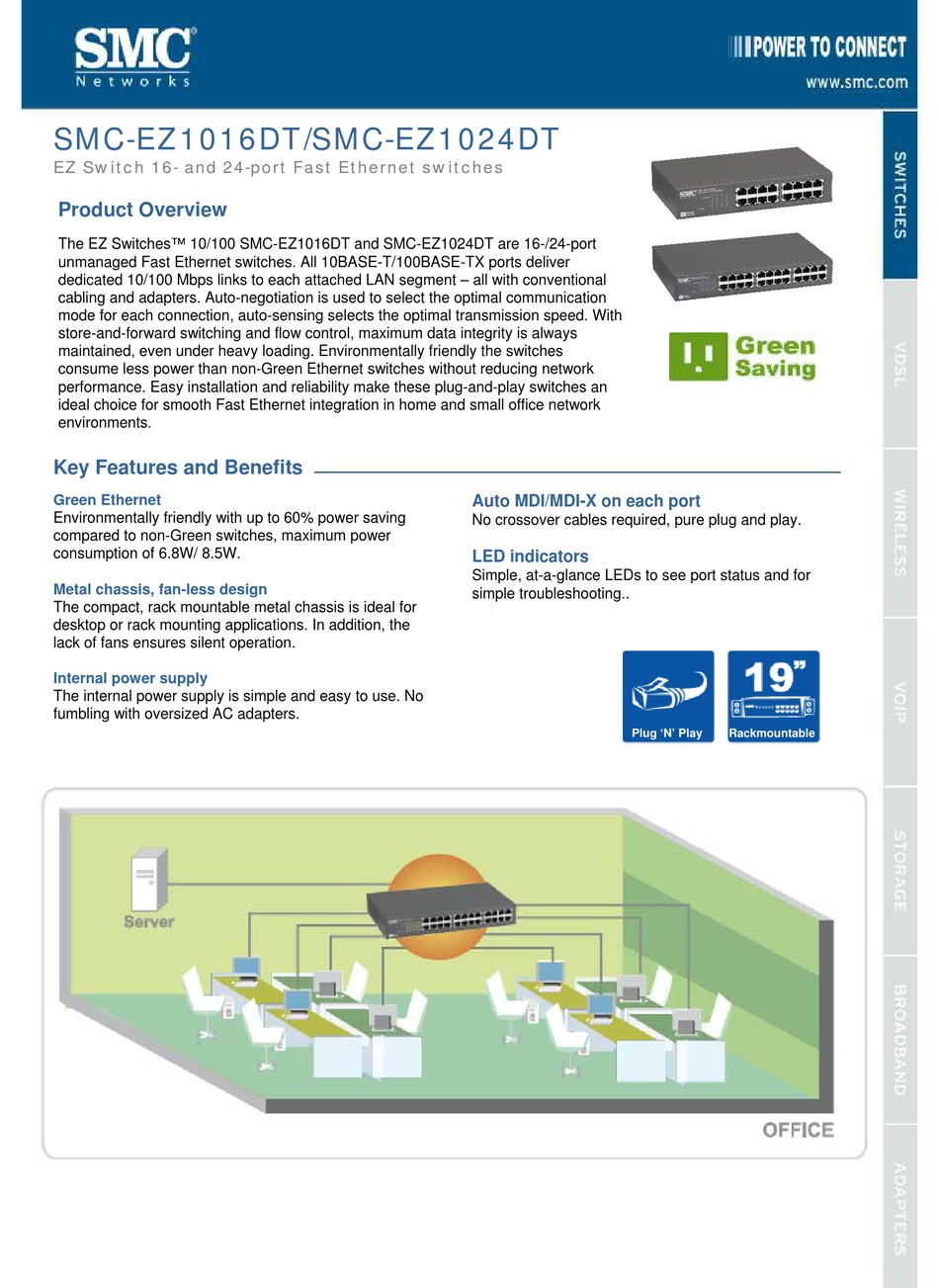 SMC NETWORKS EZ SWITCH SMCEZ1016DT FEATURES Pdf Download ManualsLib