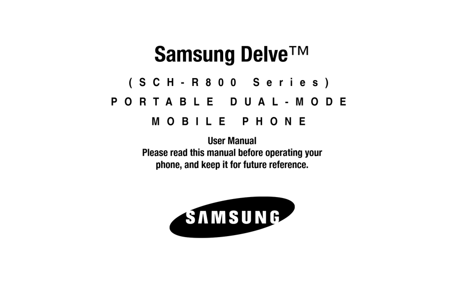 SAMSUNG DELVE SCH-R800 SERIES USER MANUAL Pdf Download | ManualsLib