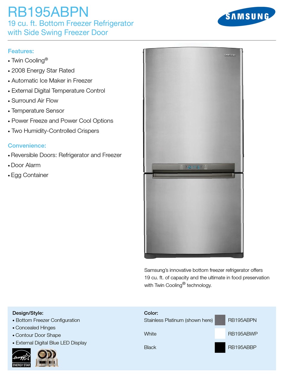 samsung refrigerator rb195abbp