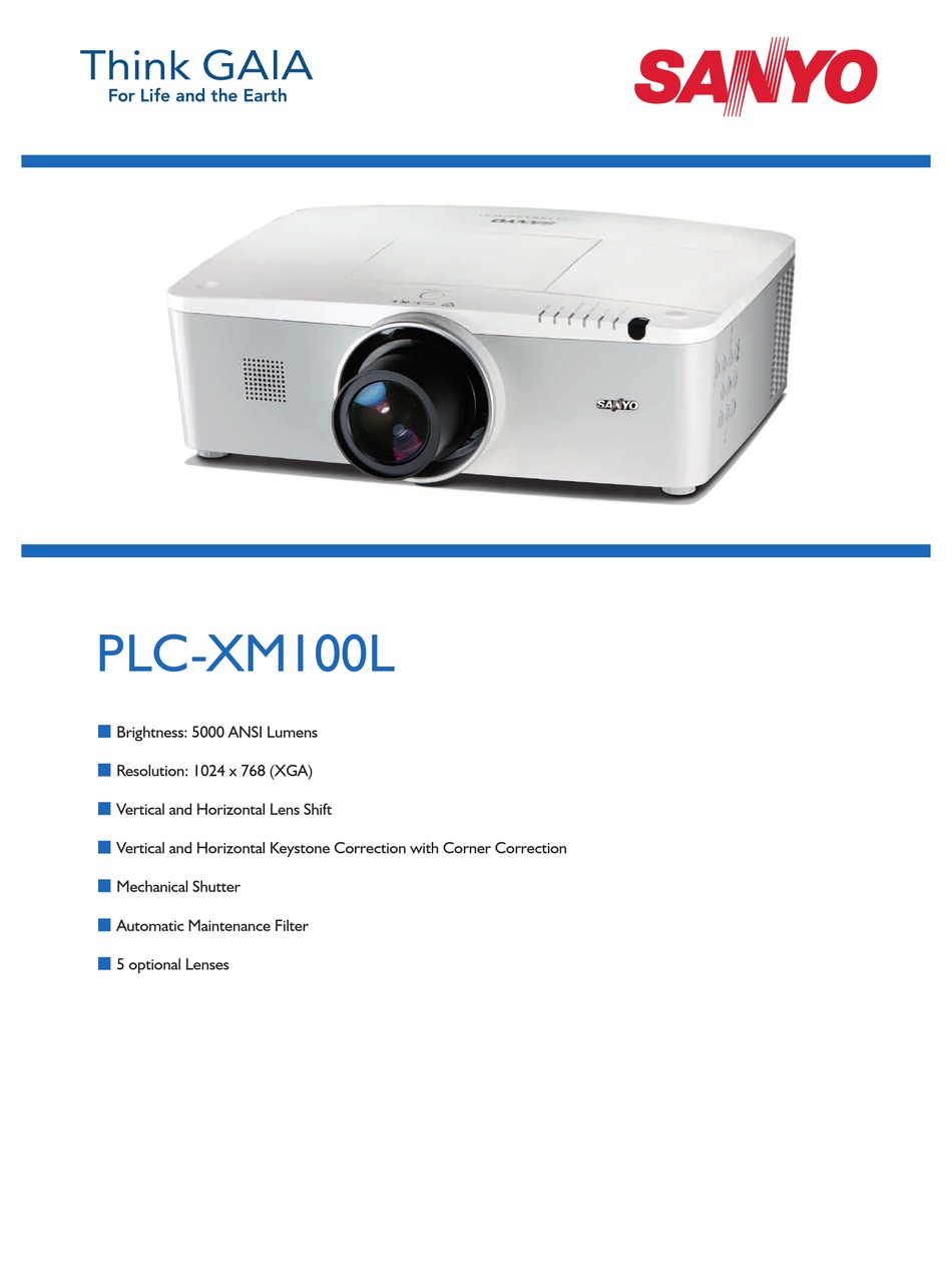SANYO PLCXM100L SPECIFICATIONS Pdf Download ManualsLib