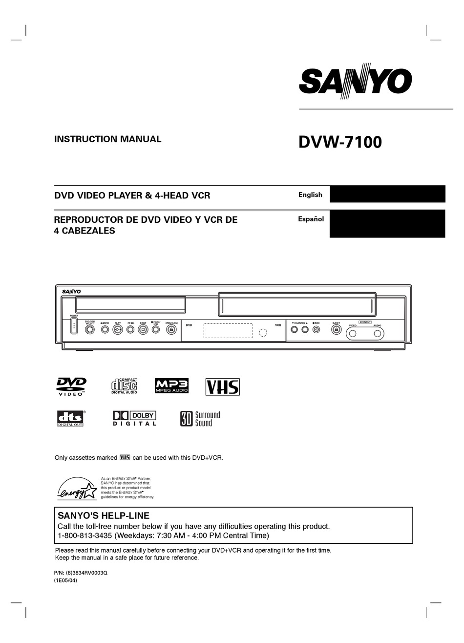 Sanyo Dvw 7100 Instruction Manual Pdf Download Manualslib
