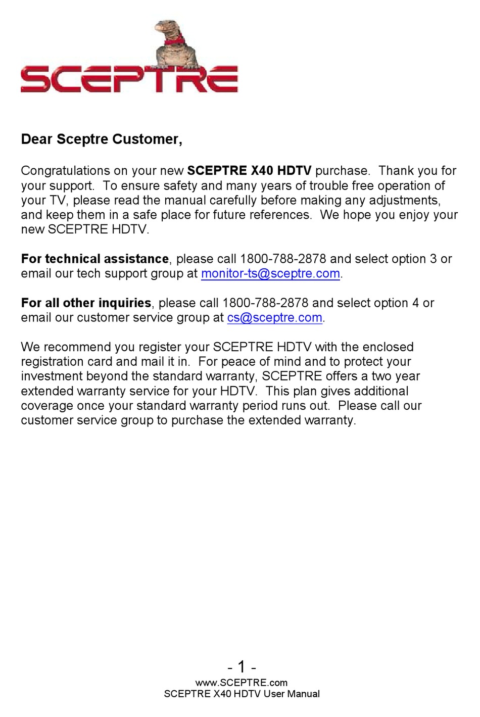 SCEPTRE X402BVFHD USER MANUAL Pdf Download ManualsLib