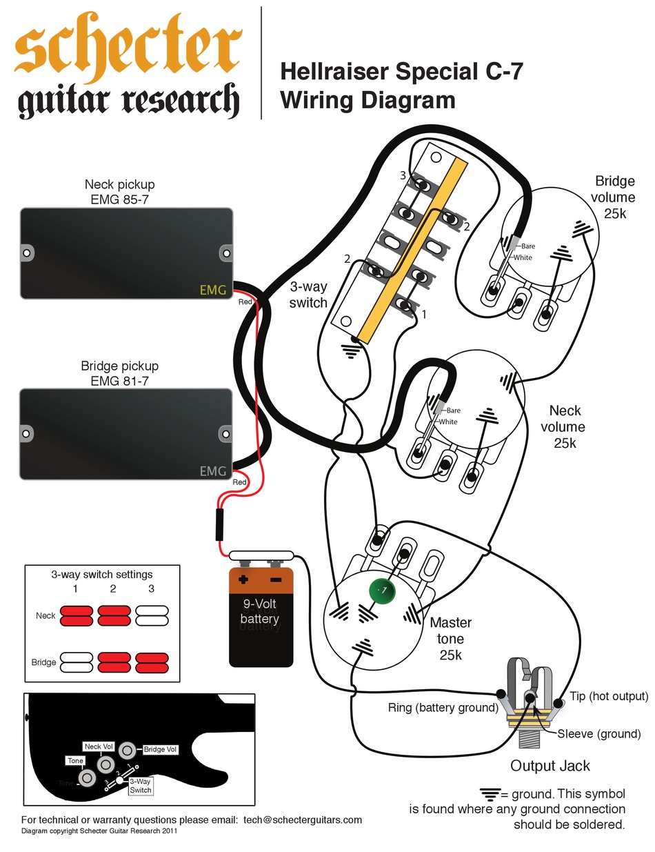 SCHECTER HELLRAISER SPECIAL C-7 WIRING DIAGRAM Pdf Download | ManualsLib | Guitar Wiring Diagram Schecter V7 | | ManualsLib