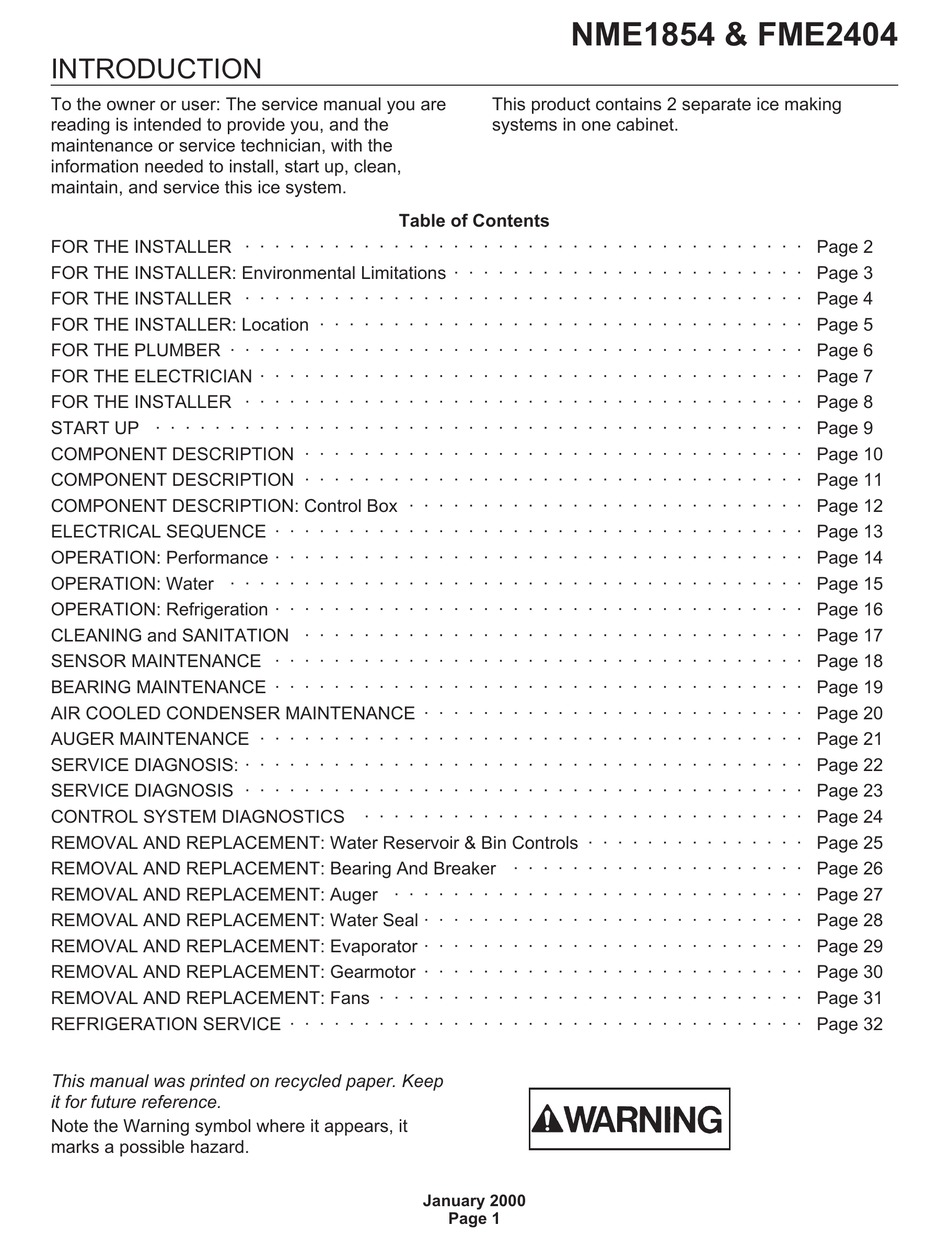 SCOTSMAN FME2404 SERVICE MANUAL Pdf Download | ManualsLib
