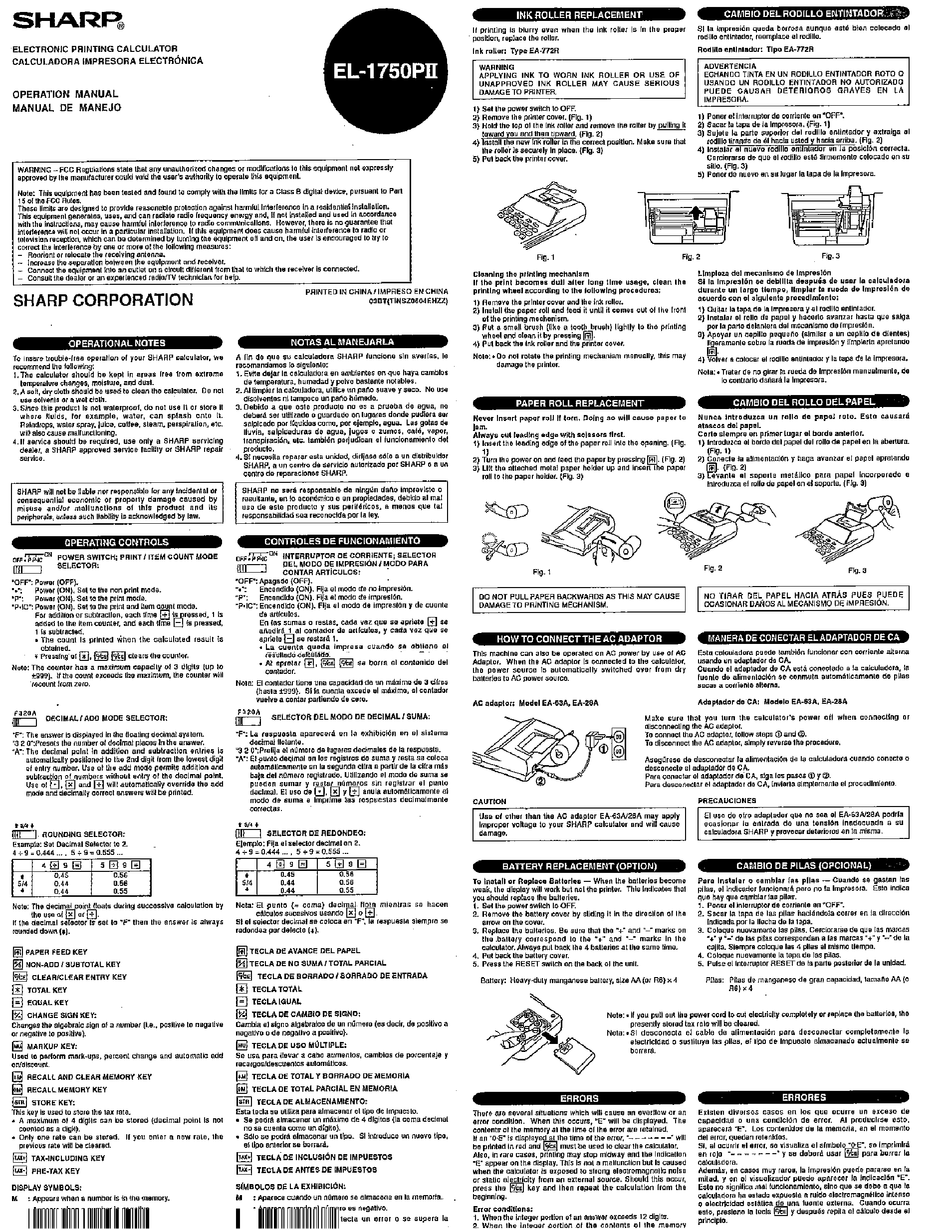 Sharp El 1750pii Operation Manual Pdf Download Manualslib