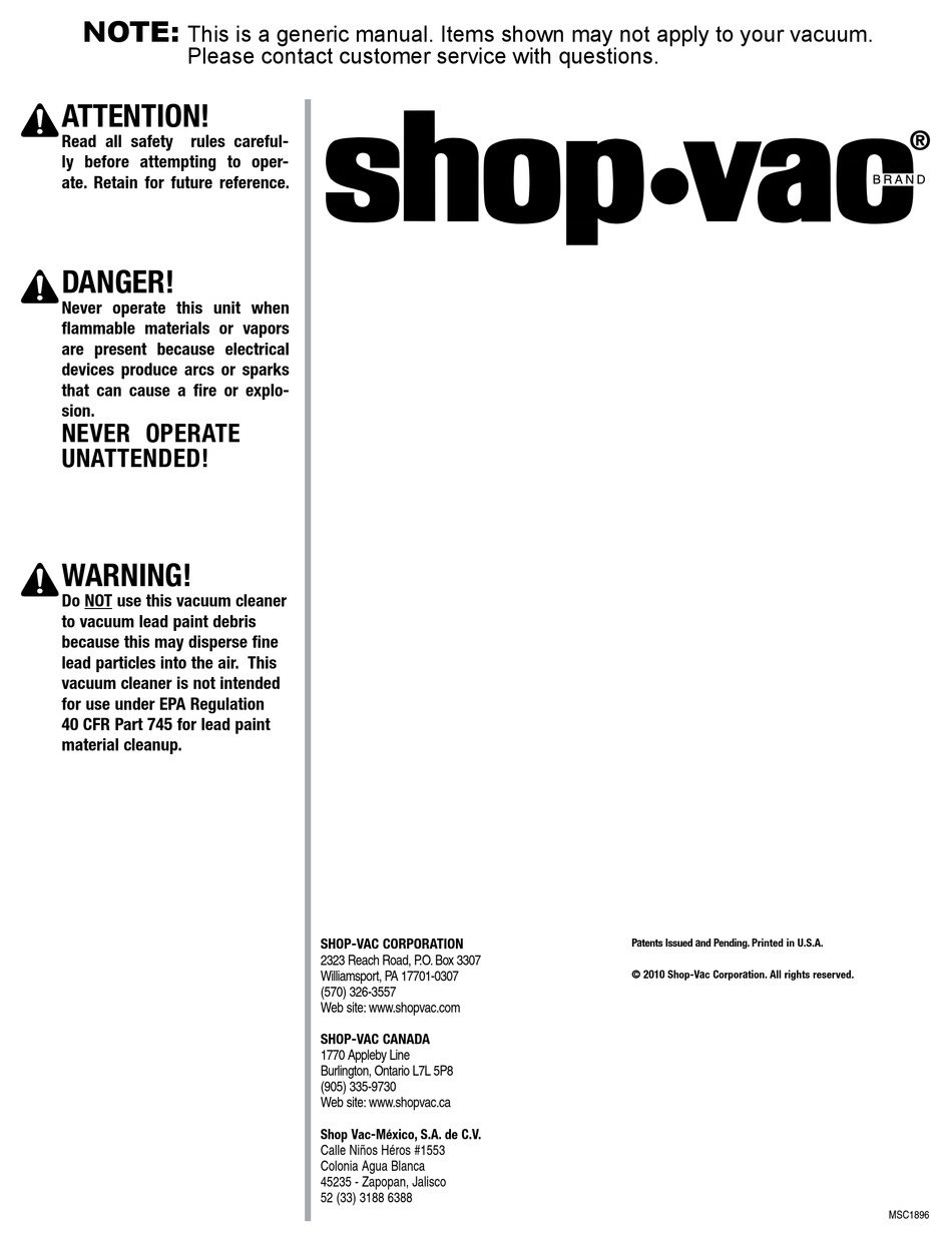 Shop Vac Manual Mac
