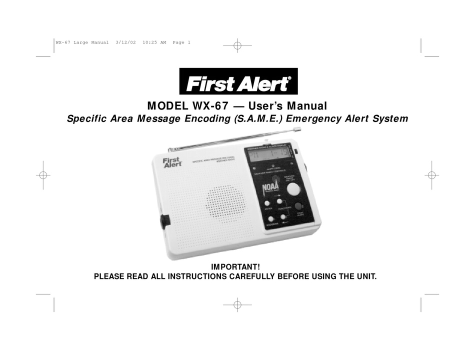 FIRST ALERT WX67 USER MANUAL Pdf Download ManualsLib