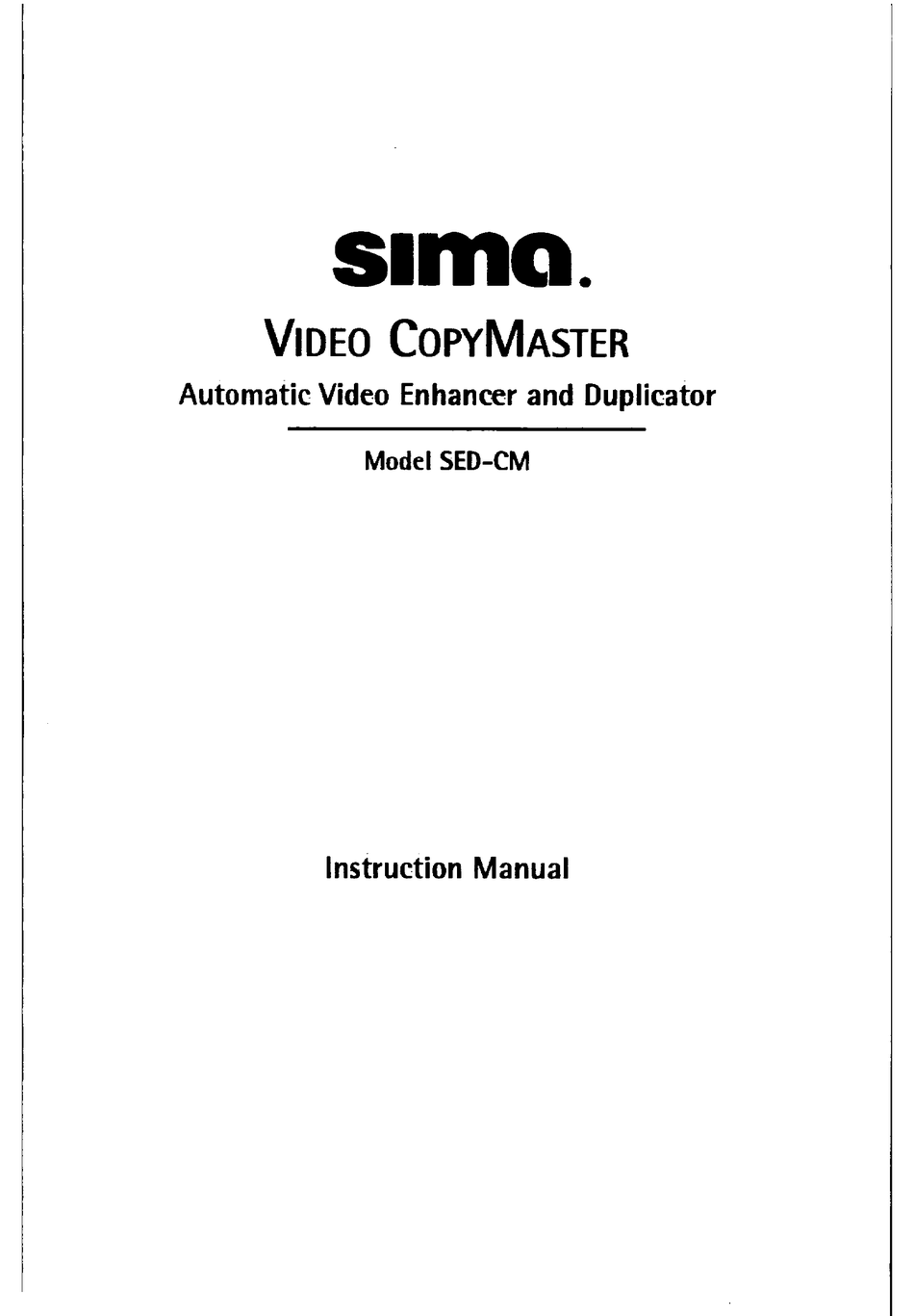 SIMA SED CM USER MANUAL Pdf Download ManualsLib
