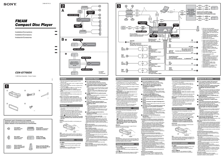 sony cdxgt705dx installation/connections pdf download