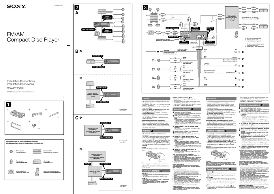 sony cdxgt730ui installation/connections pdf download