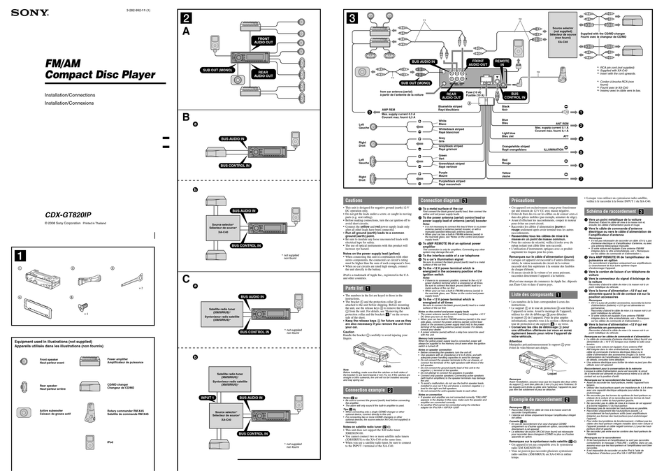 sony cdxgt820ip installation/connections pdf download