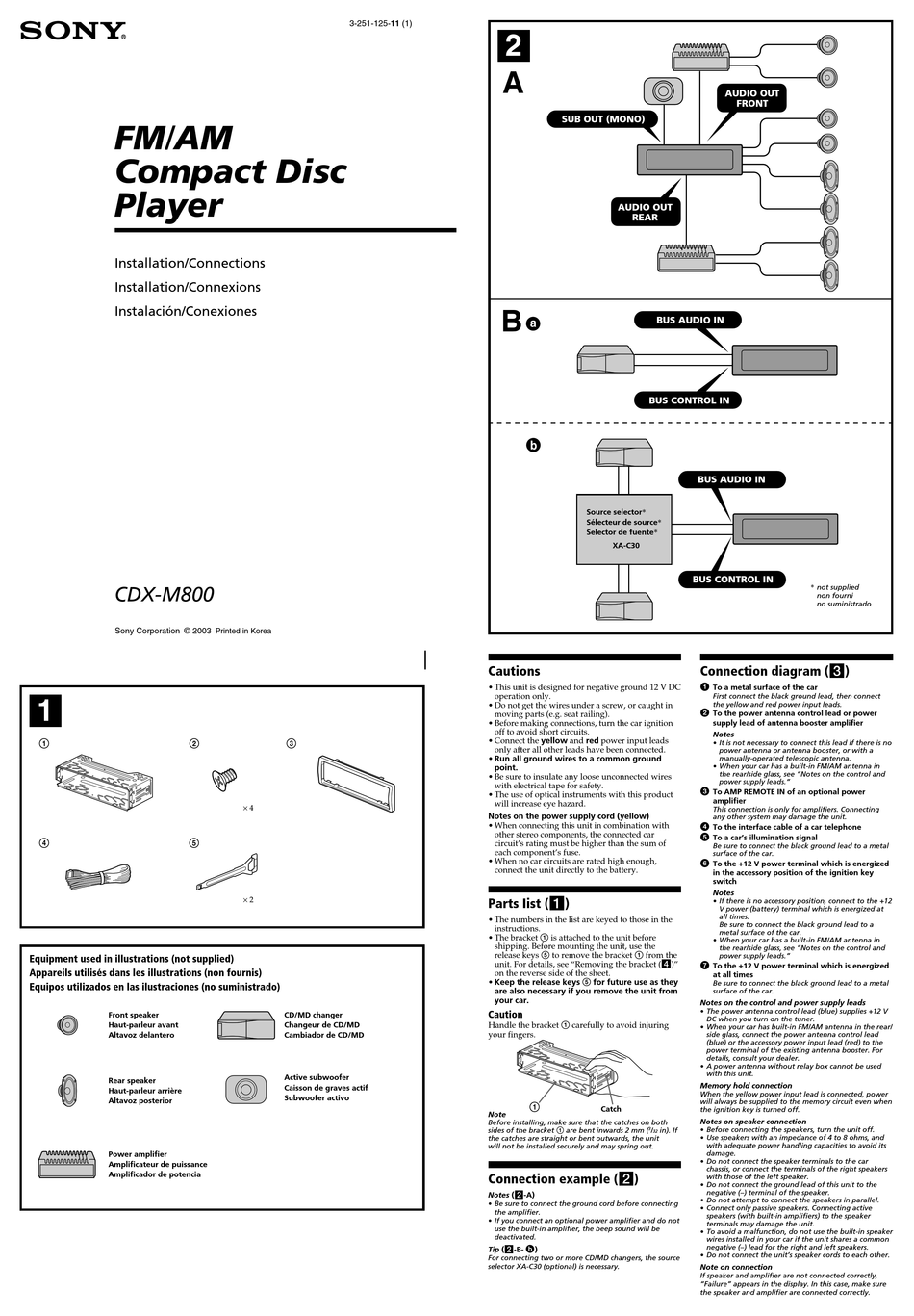 Sony Cdx M800 Installation Connections Pdf Download Manualslib