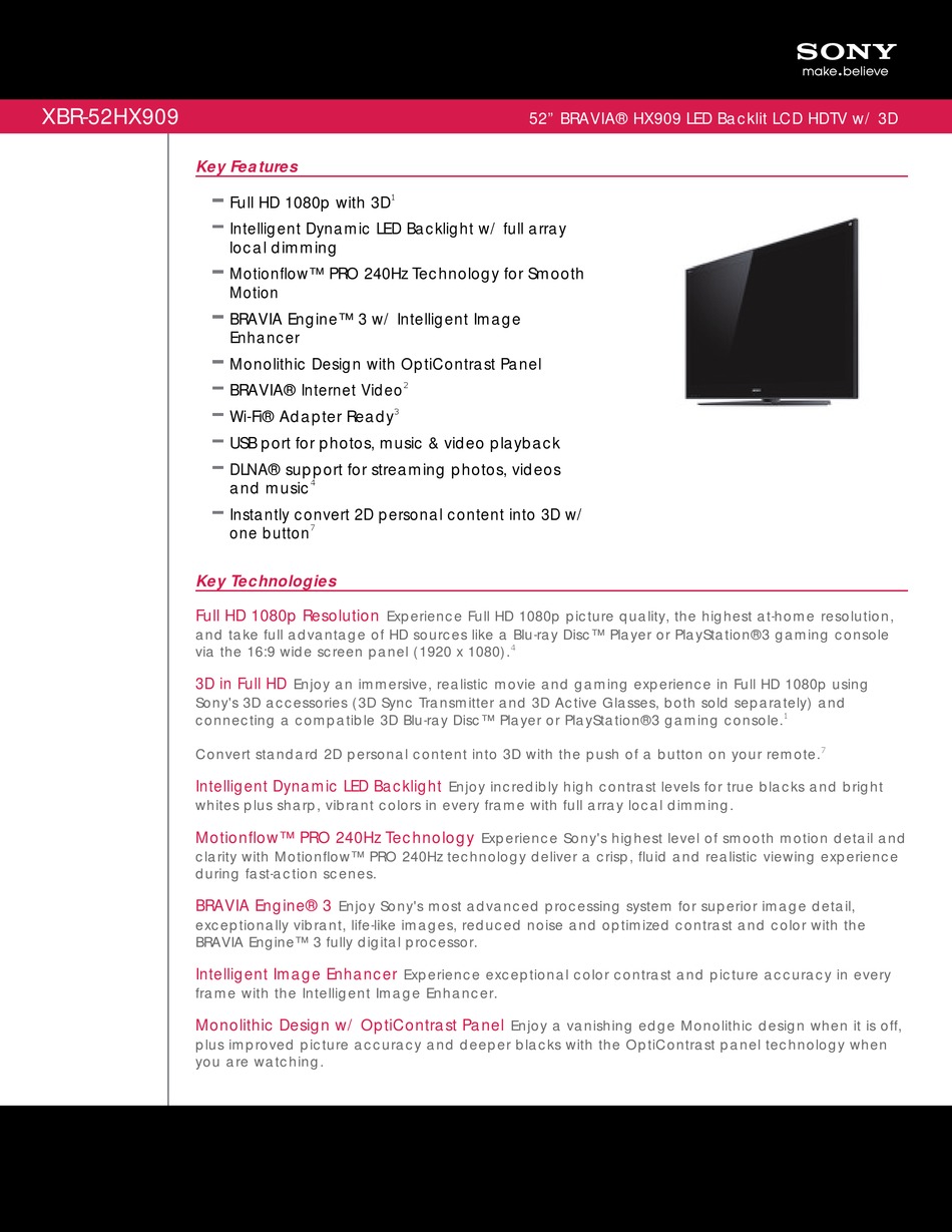 sony-bravia-xbr-52hx909-specifications-pdf-download-manualslib