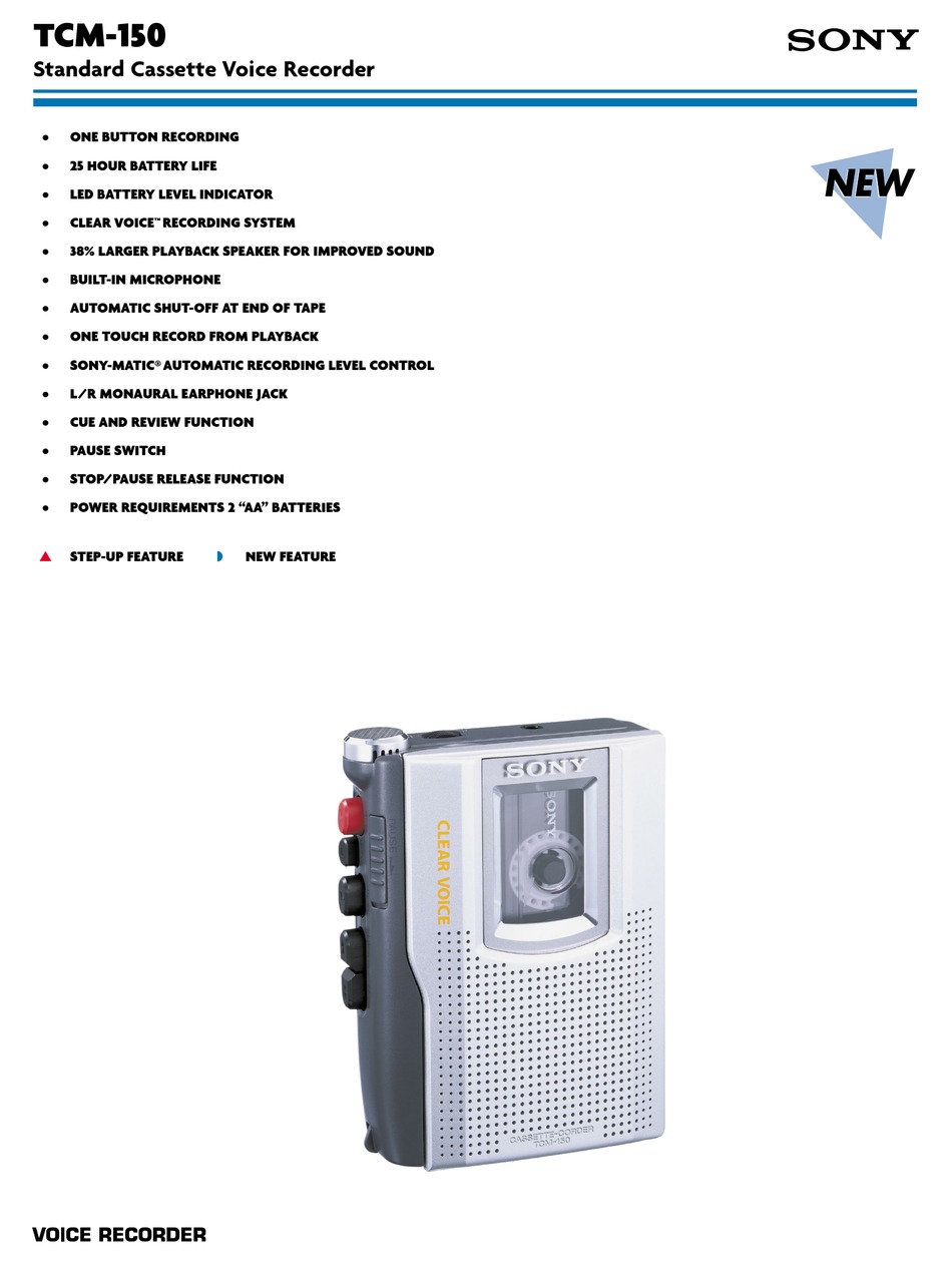 Sony TCM-150 Handheld Standard Cassette Voice Recorder for sale online