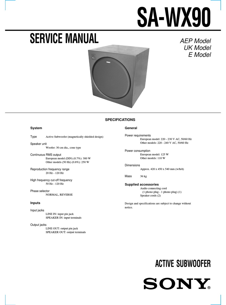 sony sa wx900 subwoofer