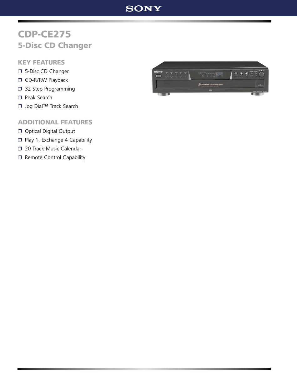 CDP-CE275 CD Player Sony CDP-CE375 USER MANUAL Operating Instructions 