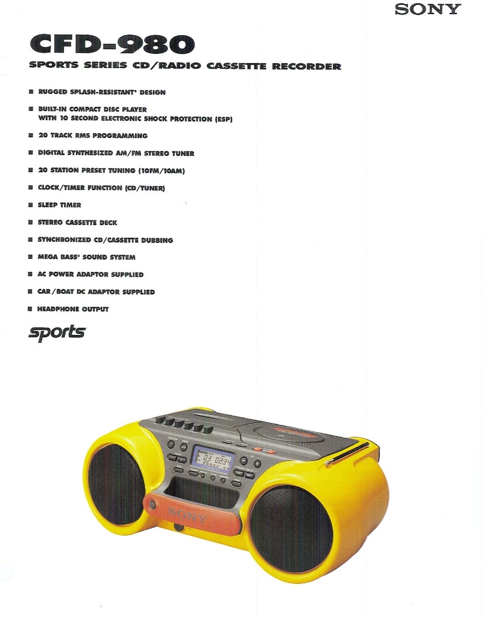 SONY CFD980 SPECIFICATIONS Pdf Download ManualsLib