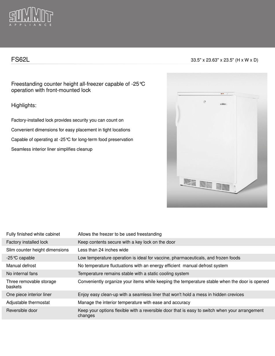 Summit FS21L Compact Freezer