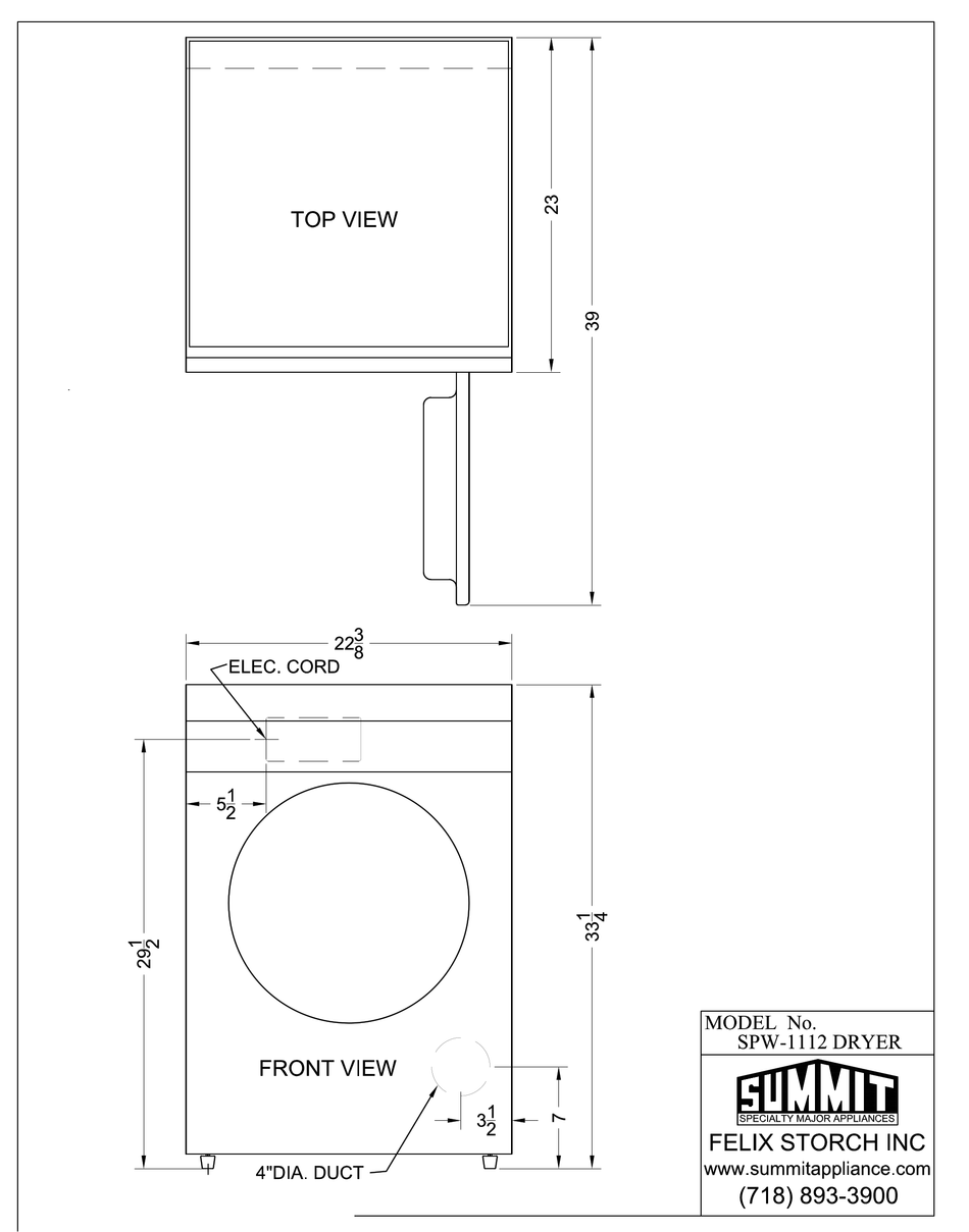 SUMMIT SPDE1112 DIMENSIONAL DRAWING Pdf Download ManualsLib