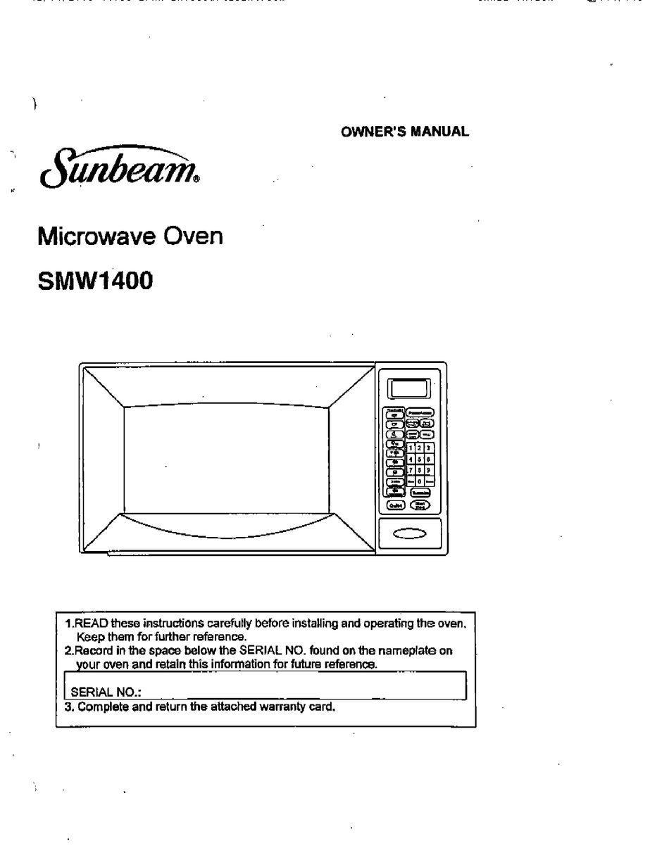 SUNBEAM SMW1400 OWNER