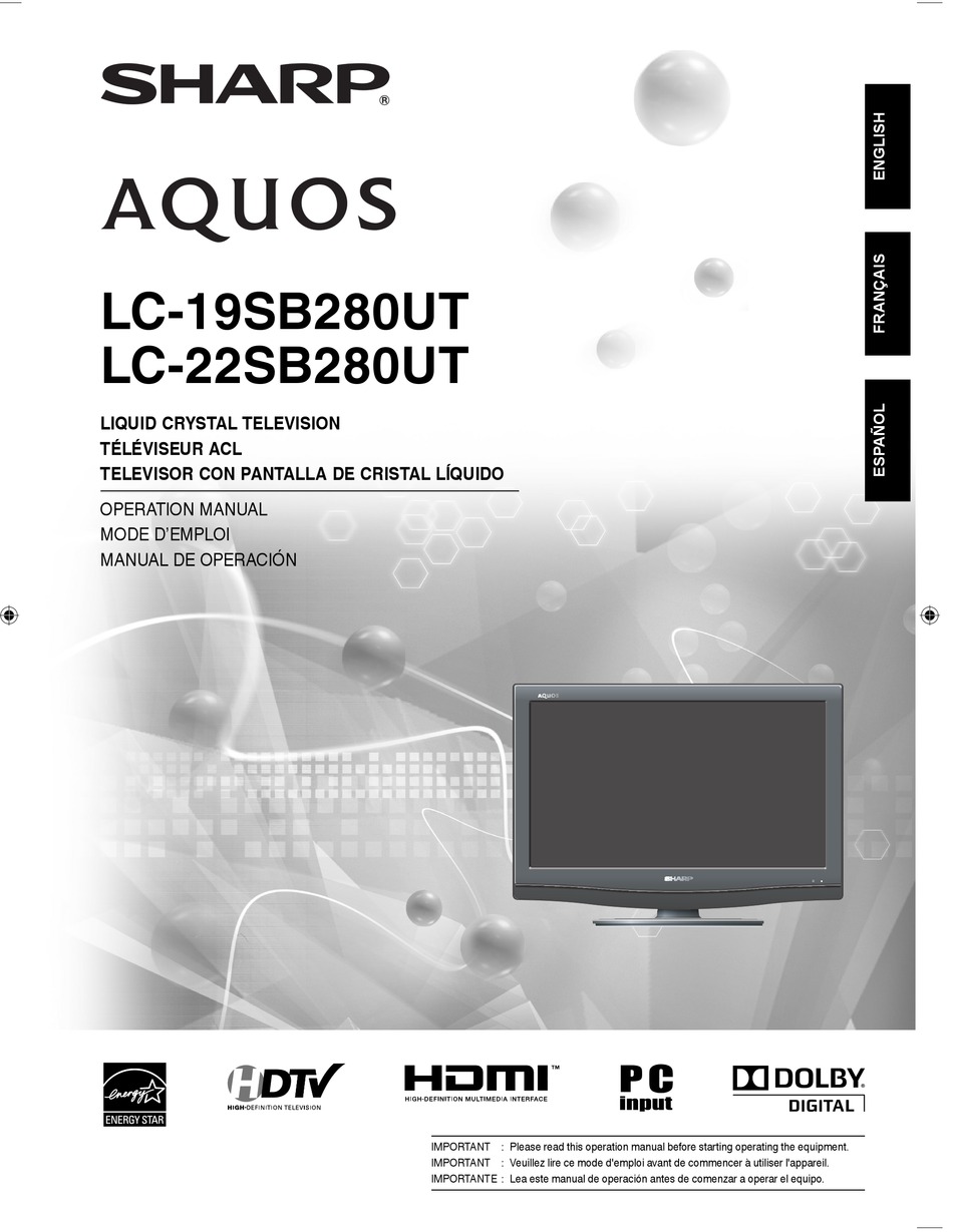 Tv Sharp Aquos Mode D Emploi SHARP AQUOS LC-19SB280UT OPERATION MANUAL Pdf Download | ManualsLib