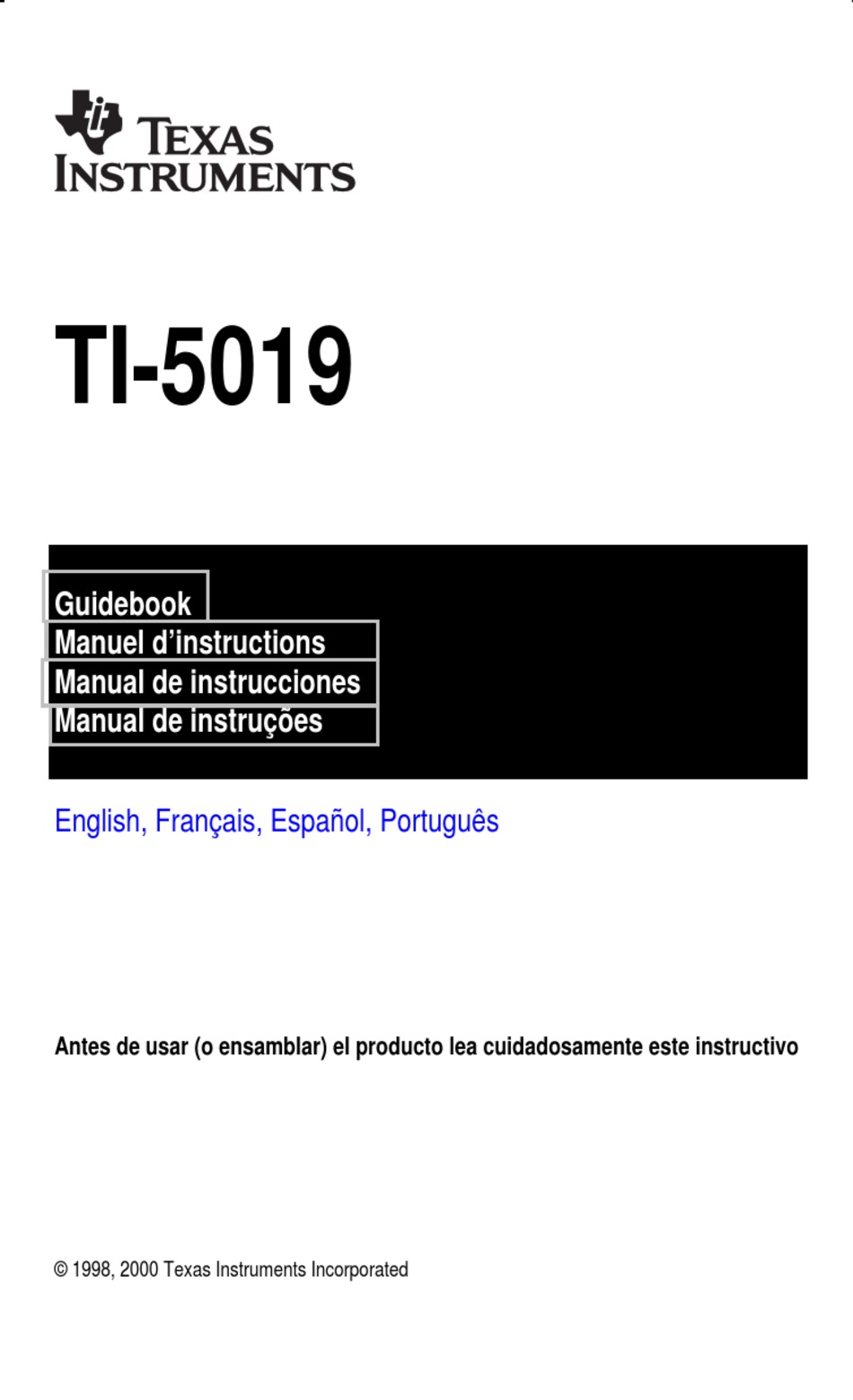 TEXAS INSTRUMENTS TI-5019 MANUAL BOOK Pdf Download | ManualsLib