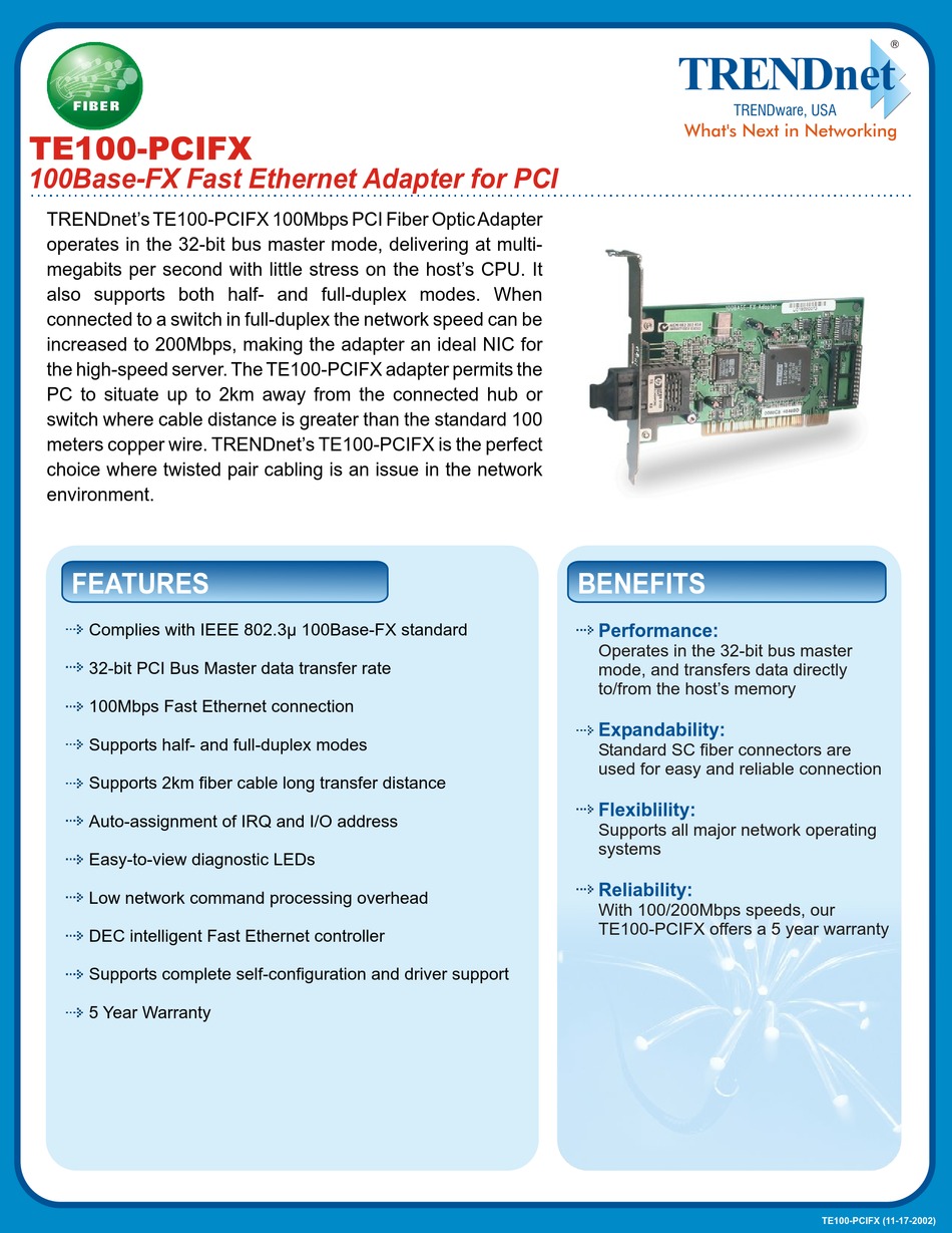 TE100PCI SPECIFICATIONS Pdf Download ManualsLib