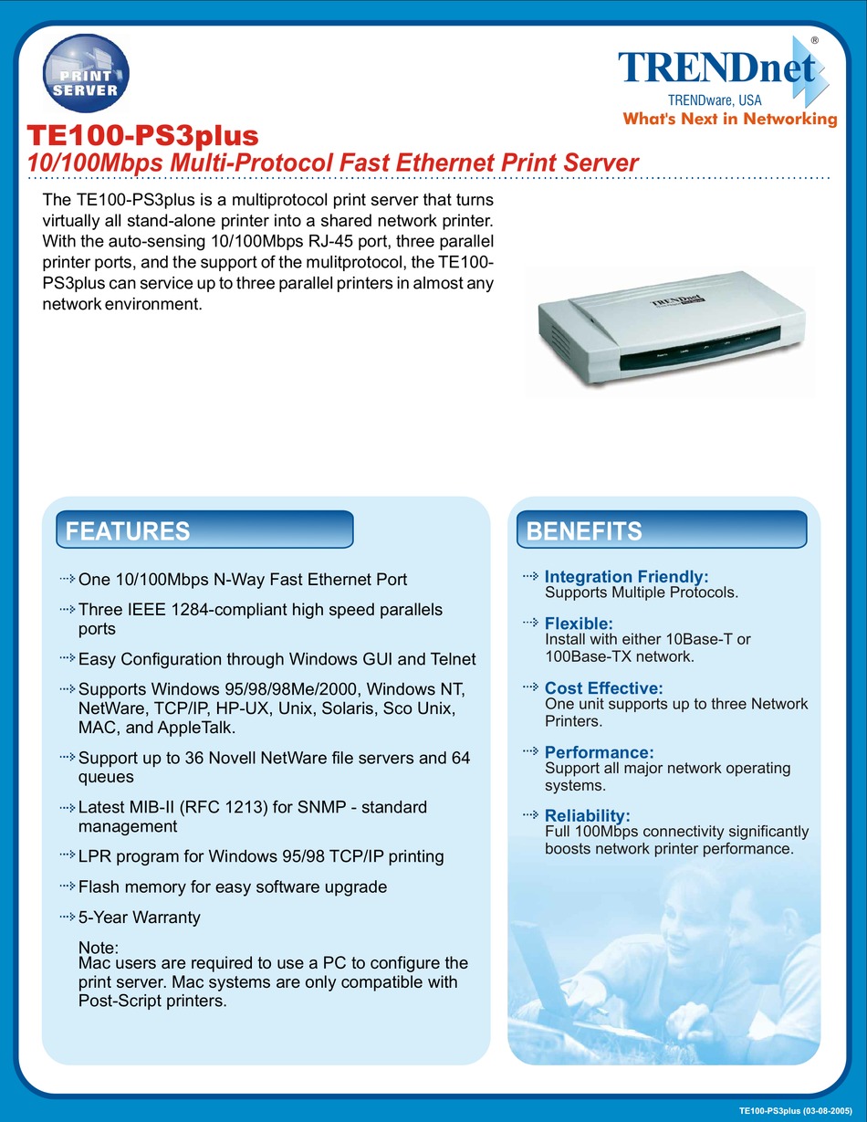 1-Port Wireless N Multi-Function USB Print Server - TRENDnet TEW-MFP1