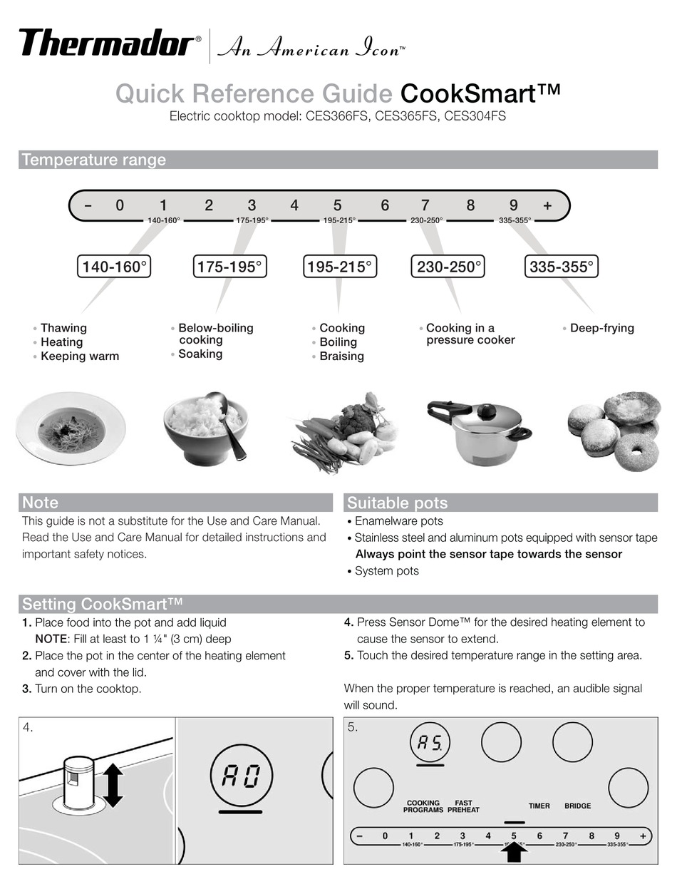 THERMADOR COOKSMART CES304FS QUICK REFERENCE MANUAL Pdf Download
