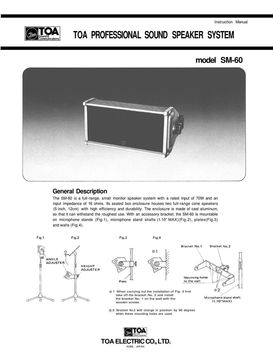 TOA SM60 INSTRUCTION MANUAL Pdf Download ManuaLib