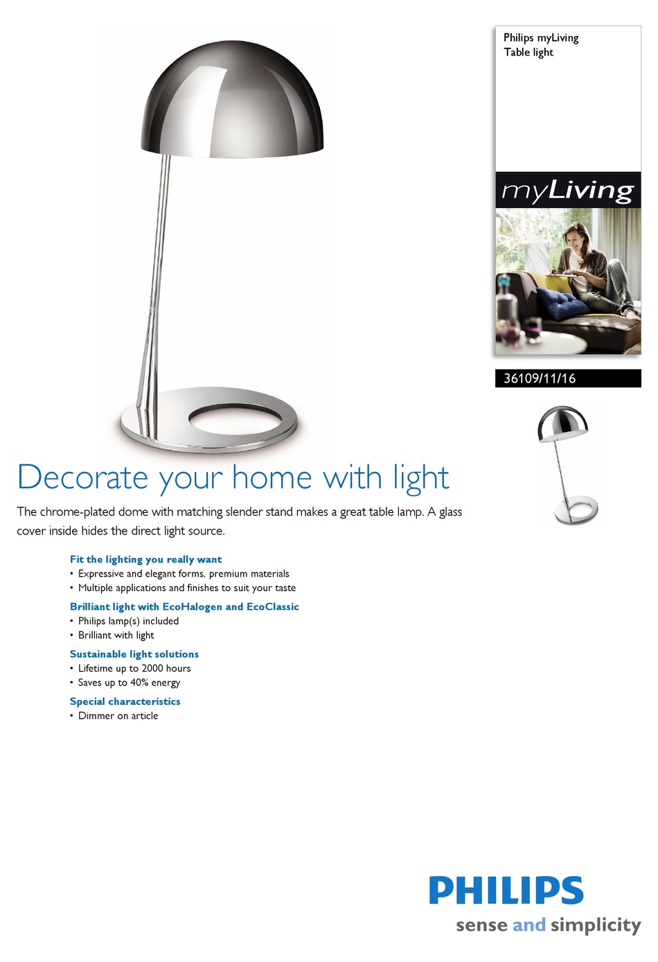 Philips Myliving 36109 11 16, Philips Myliving Table Lamp