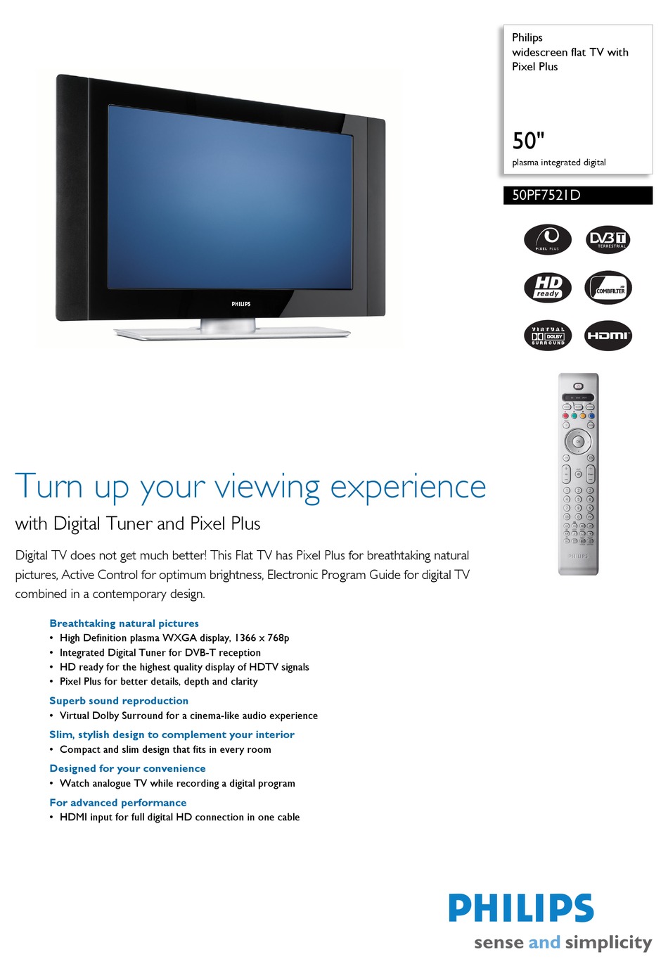 PHILIPS 50PF7521D BROCHURE Pdf Download | ManualsLib