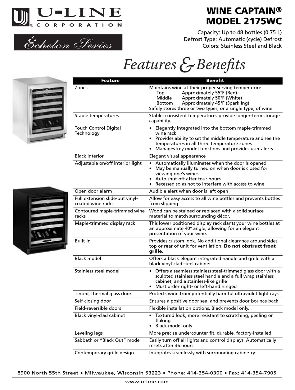 ULINE ECHELON 2175WC FEATURES & BENEFITS Pdf Download ManualsLib