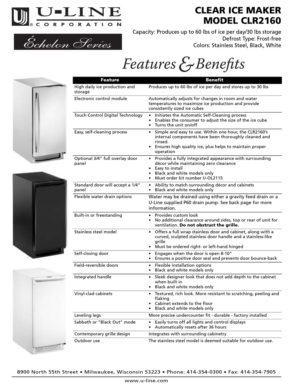 ULINE CLR2160 FEATURES & BENEFITS Pdf Download ManualsLib