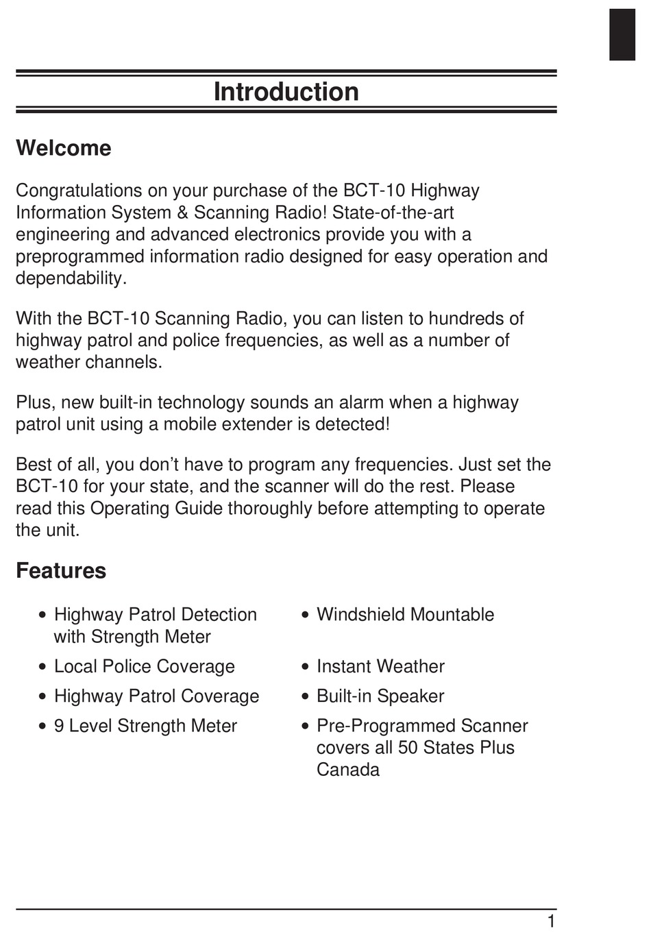 UNIDEN BCT-10 OPERATING MANUAL Pdf Download | ManualsLib