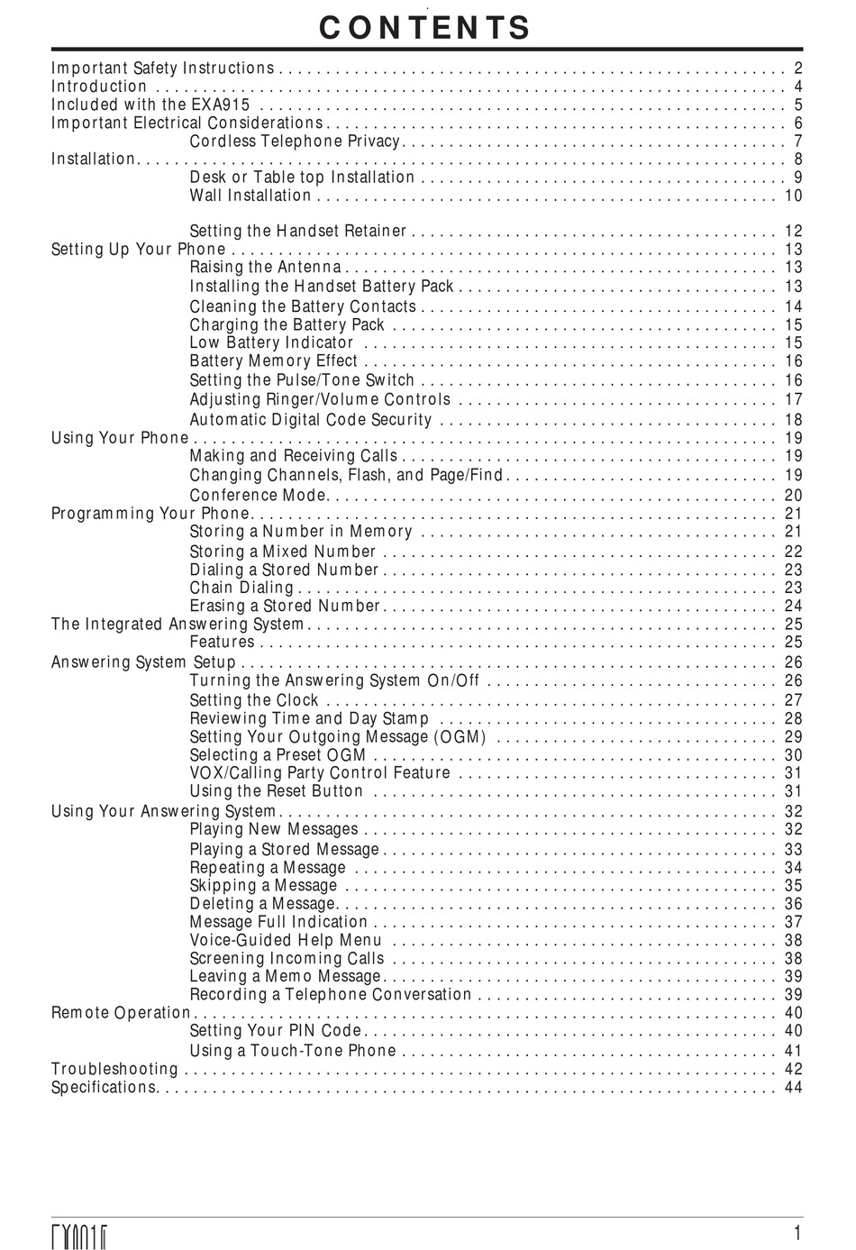 UNIDEN EXA915 USER MANUAL Pdf Download | ManualsLib