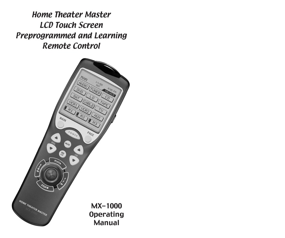 Home Theater Master Mx 1000 Operating Manual Pdf Download Manualslib