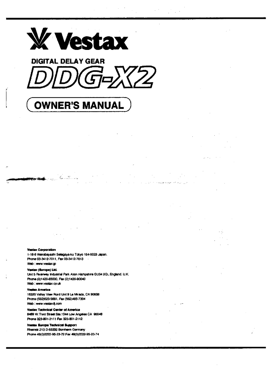 VESTAX DDG-X2 OWNER'S MANUAL Pdf Download | ManualsLib