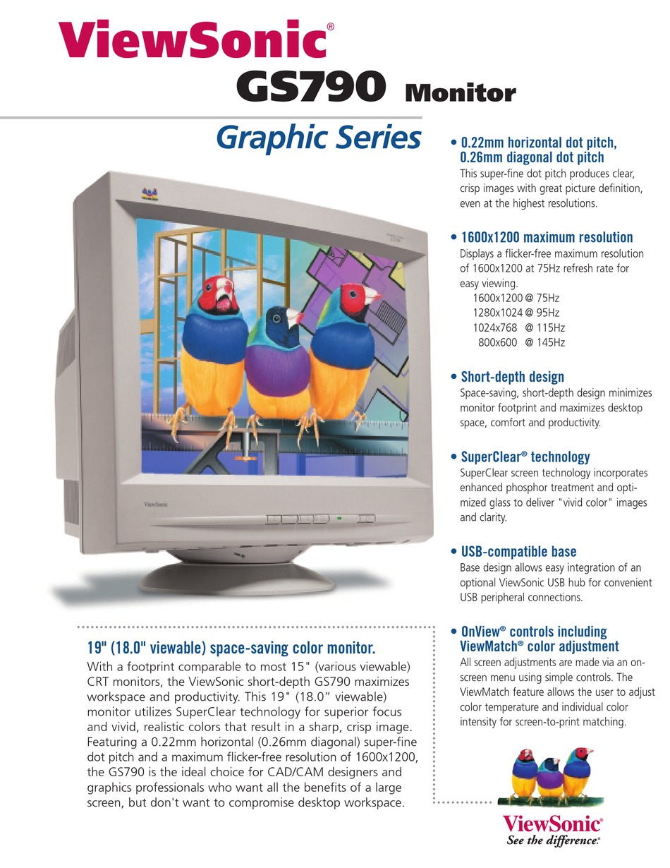 VIEWSONIC GS790 SPECIFICATION SHEET Pdf 