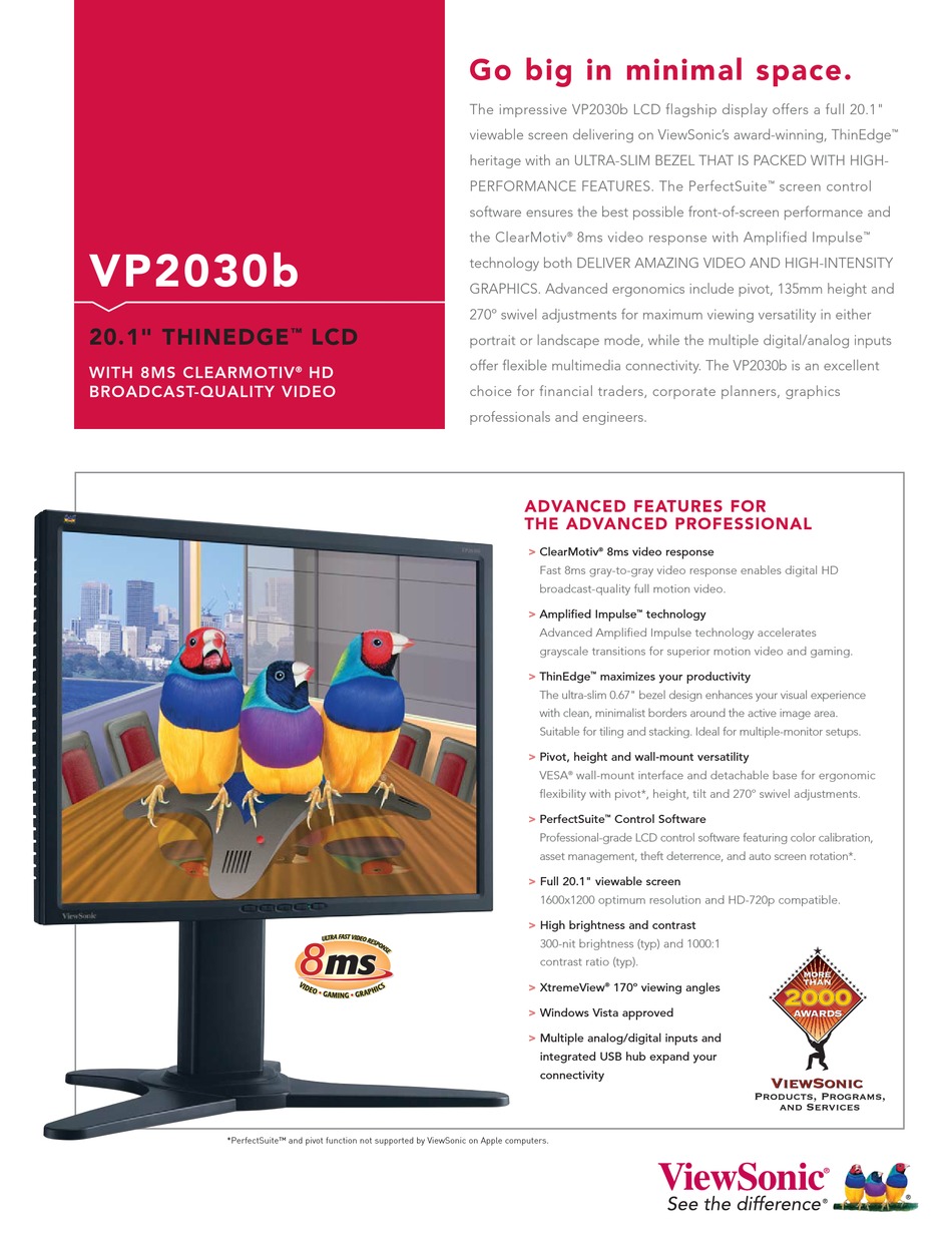 VIEWSONIC VP2030B SPECIFICATIONS Pdf 