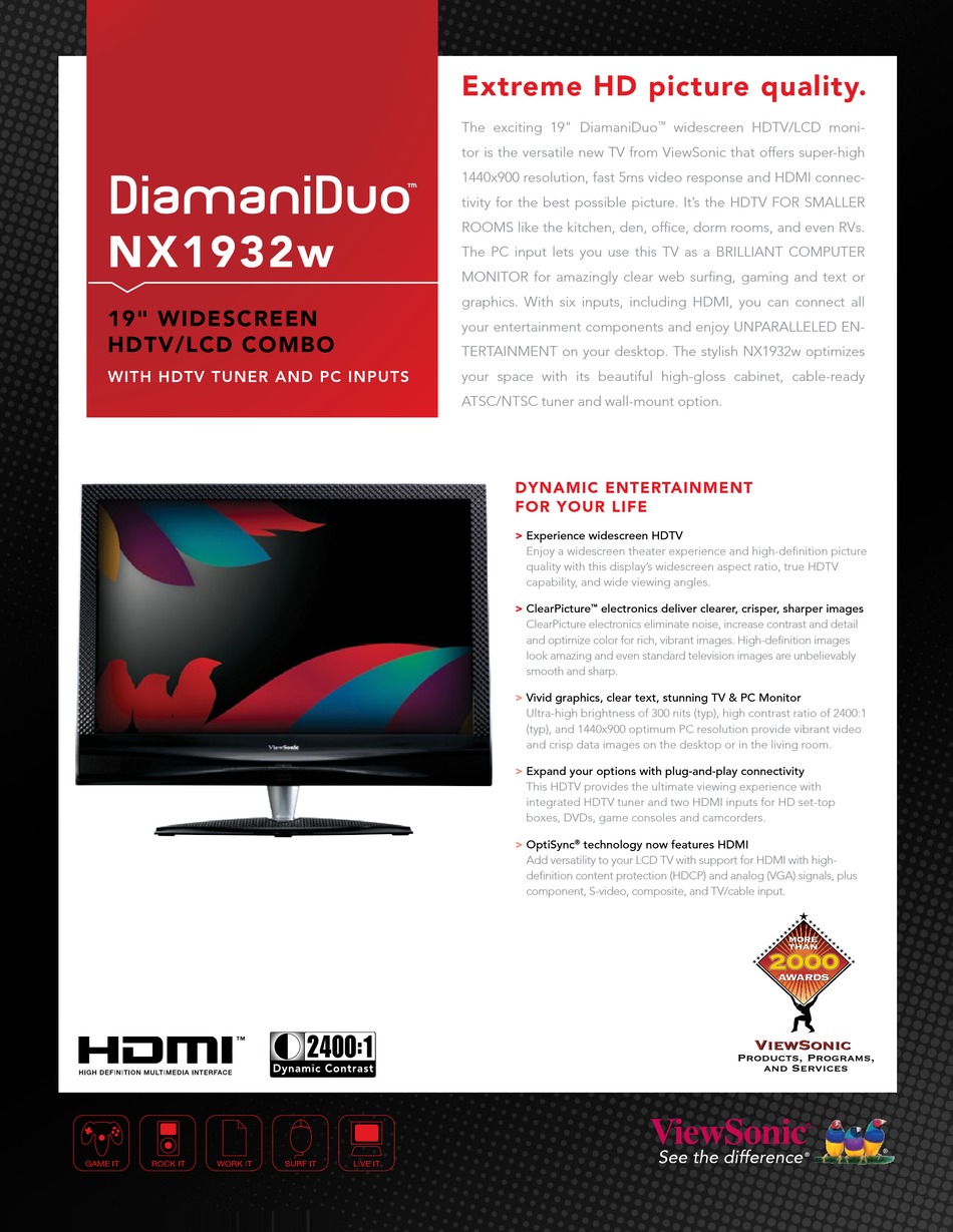 VIEWSONIC HDMI--TV 19 INCH LCD COMBO! (NX2232W)
