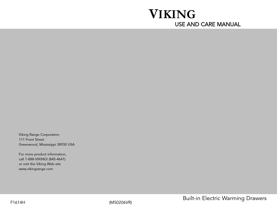 VIKING PROFESSIONAL VEWD173 USER MANUAL Pdf Download ManualsLib