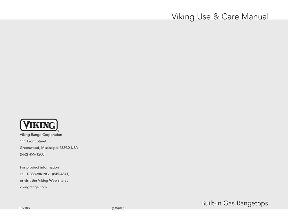 VIKING PROFESSIONAL CUSTOM VGRT4214GSS USER MANUAL Pdf Download