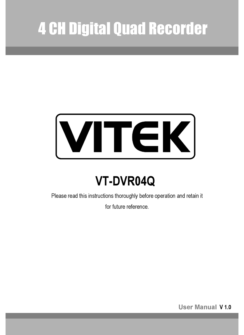 VITEK VTDVR04Q USER MANUAL Pdf Download ManualsLib