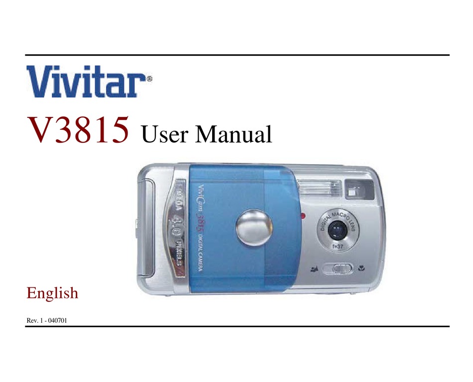 VIVITAR VIVICAM 3815 USER MANUAL Pdf Download | ManualsLib